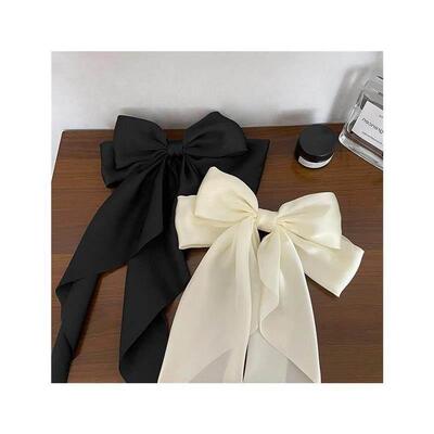 Elegant Bow Ribbon Hair ClipSimple Solid Satin Spring Clip H