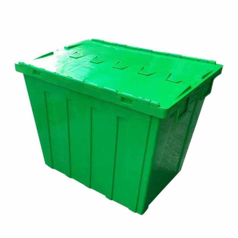 兰诗LAUTEE绿色特大号700*500*550mm翻盖物流箱大号长方形周