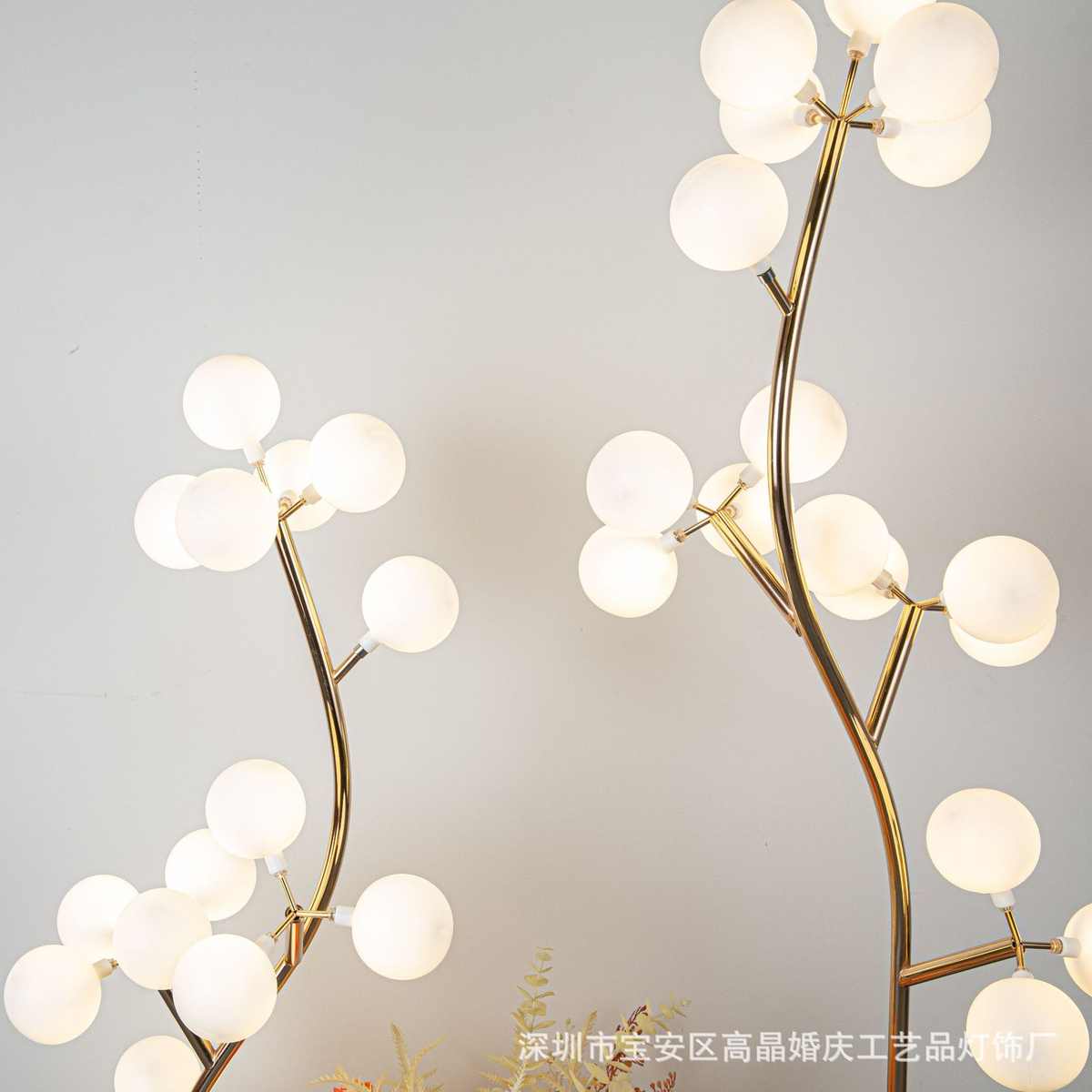 婚礼布置装饰灯16头棉花树路引舞台摆件泡泡灯铁艺电镀婚庆路引灯