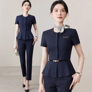 职业西装短袖套装裙女夏季工装酒店餐饮美容珠宝店前台接待工作服