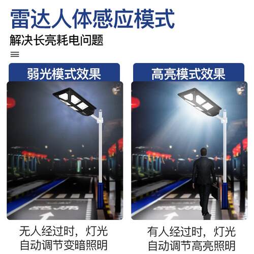 LED雷达感应遥控太阳能路灯新农村户外一体化太阳能路灯现货