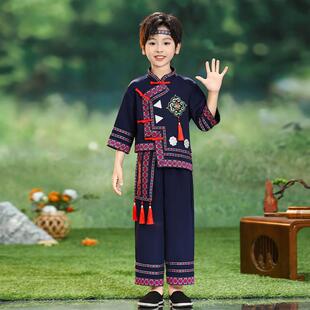 高档新款男童服装少数6民族布依族童儿舞蹈长裙演出女服5个民族表