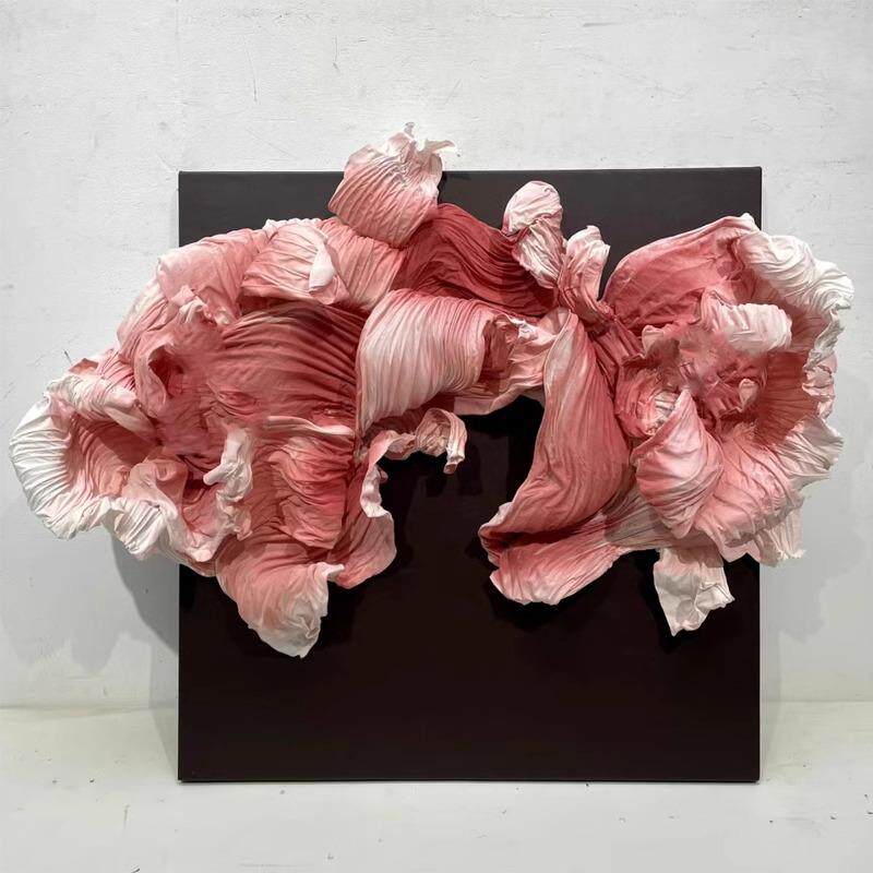 设计师挂画手工布艺装置酒店大堂售楼部艺术装饰画样板房展厅