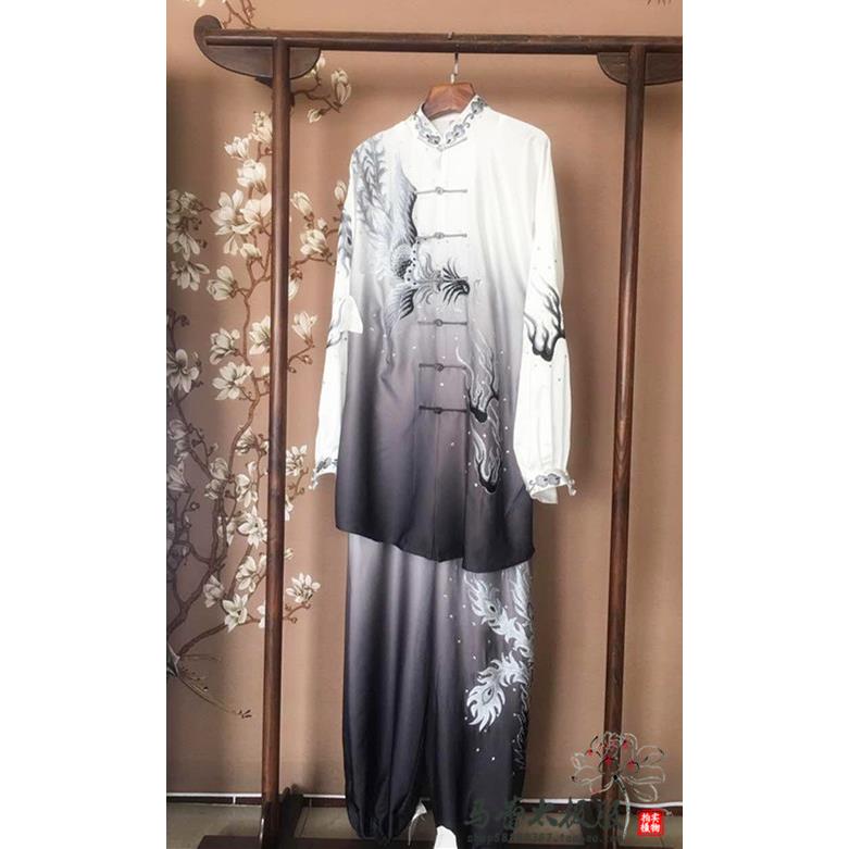 正品马太极服男女新款渐变重工蕾色刺绣太表极拳服武术服演服刺绣