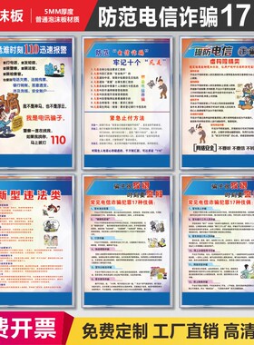 防范电信诈骗17伎俩防电信网络诈骗宣传海报画防骗宣传栏电信诈骗