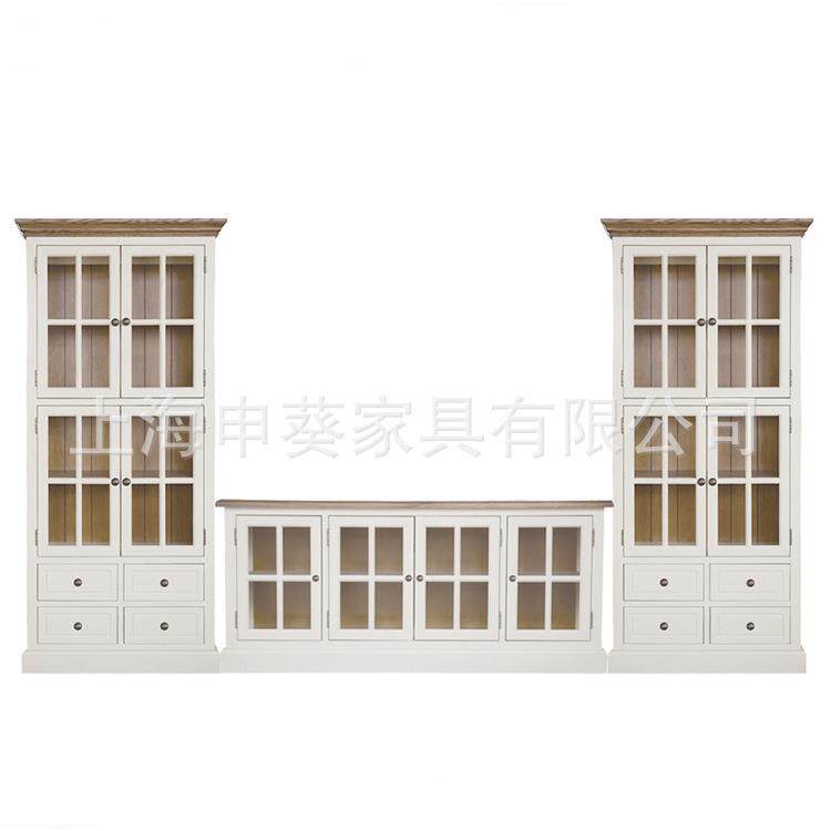 美式乡村实木电视柜视听柜复古简约小户型储物柜橡木客厅家用家具