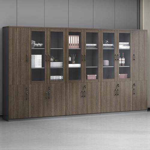 带锁带璃985书柜隔断展柜木质文件柜办公室资料门柜储物玻柜档示