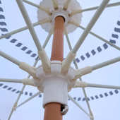 饰摆摊海滩 奶白定造纯白商场装 仿木户外纤维骨太阳伞 广告遮阳伞