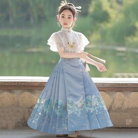 女童古装套装马面裙薄款夏季儿童改良明制汉服古风，唐装中国风短款