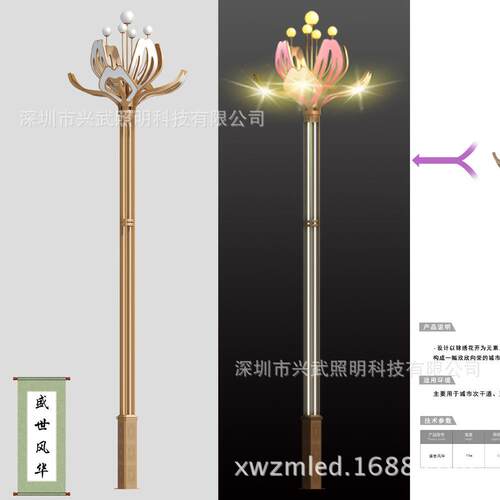 智慧玉兰灯莲花灯中华灯高杆灯广场景观灯庭院灯led道路照明工程