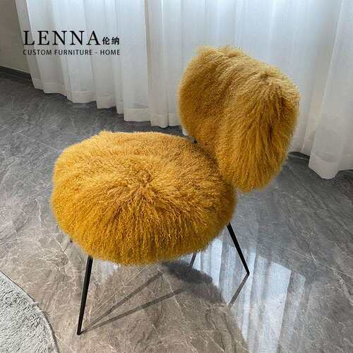 LENNA意式轻奢设计师款羊毛椅小户型卧室高端化妆椅客厅单人椅