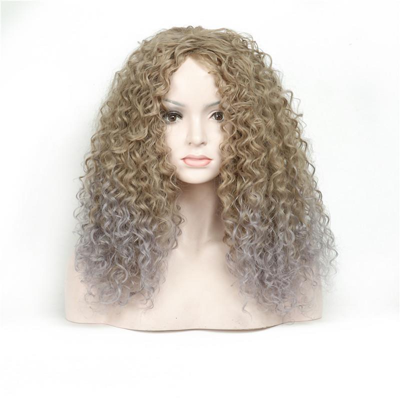 新款直销欧美假发长卷发爆炸卷假发头套非洲女黑色渐变长卷wigs
