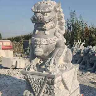 青石石雕子狮观别门口石狮子汉23021114白玉花景岗岩狮子墅摆件守