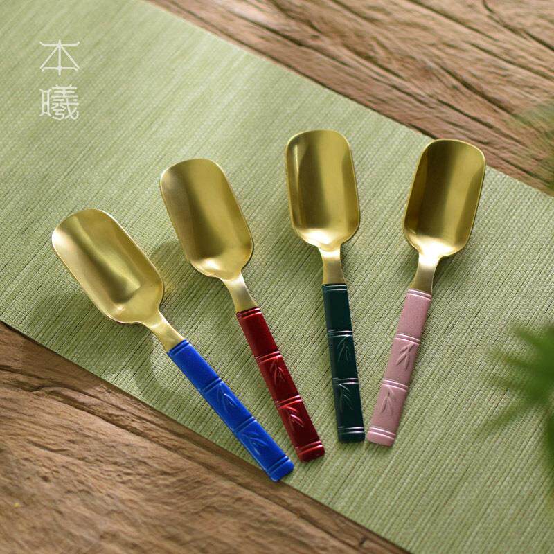 黄铜茶勺茶叶勺子茶铲茶匙 金属茶艺茶道六君子 功夫茶具配件零配