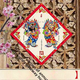 2025年原创木版年画风格门神厚贴纸磁吸单门入户秦琼新春装饰新款