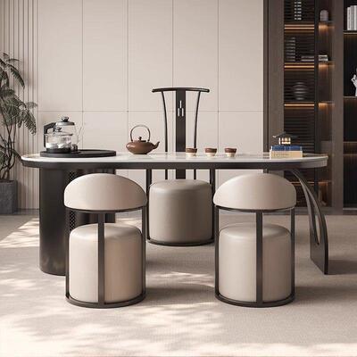 轻奢板ECL桌椅组合现代简约客厅茶家用阳台小型茶台办公室几茶岩