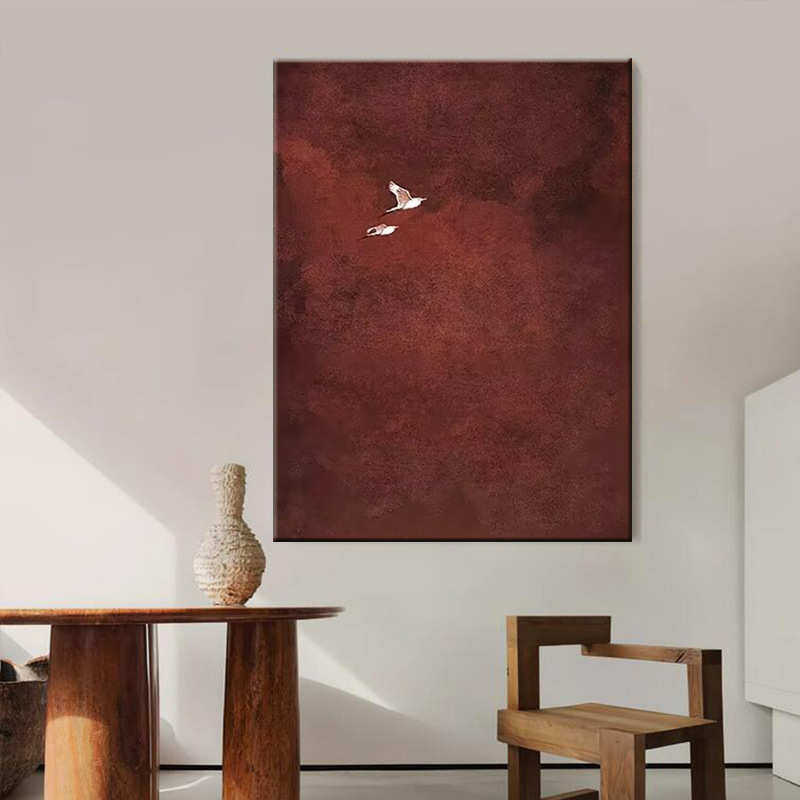 手绘油画复古红色客厅背景墙装饰画新中式红红火火高级别墅玄关画,家居饰品,油画,淘宝优惠券,粉丝福利购,淘宝优惠卷