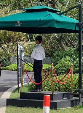 户外保安站岗台楼盘形象值班岗台小区物业站岗亭庭院岗台遮阳伞