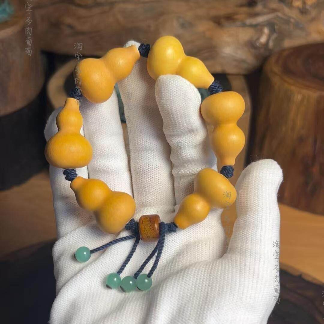 草里金天然文玩葫芦纯手工手持挂件盘玩倒福手串小葫芦手捻手錬