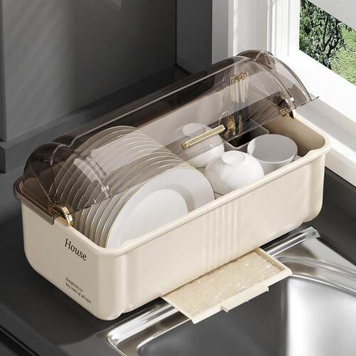 Dish and Chopsticks Storage Box with Lid, Multi-functional D