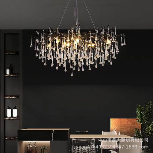 法式轻奢雅黑色新款婚庆水晶灯水滴树枝客厅港式奢华别墅水晶吊灯
