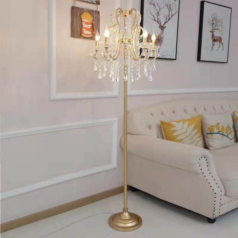 中山厂家直销水晶灯落地灯 轻奢暖色客厅卧室餐桌落地灯台灯