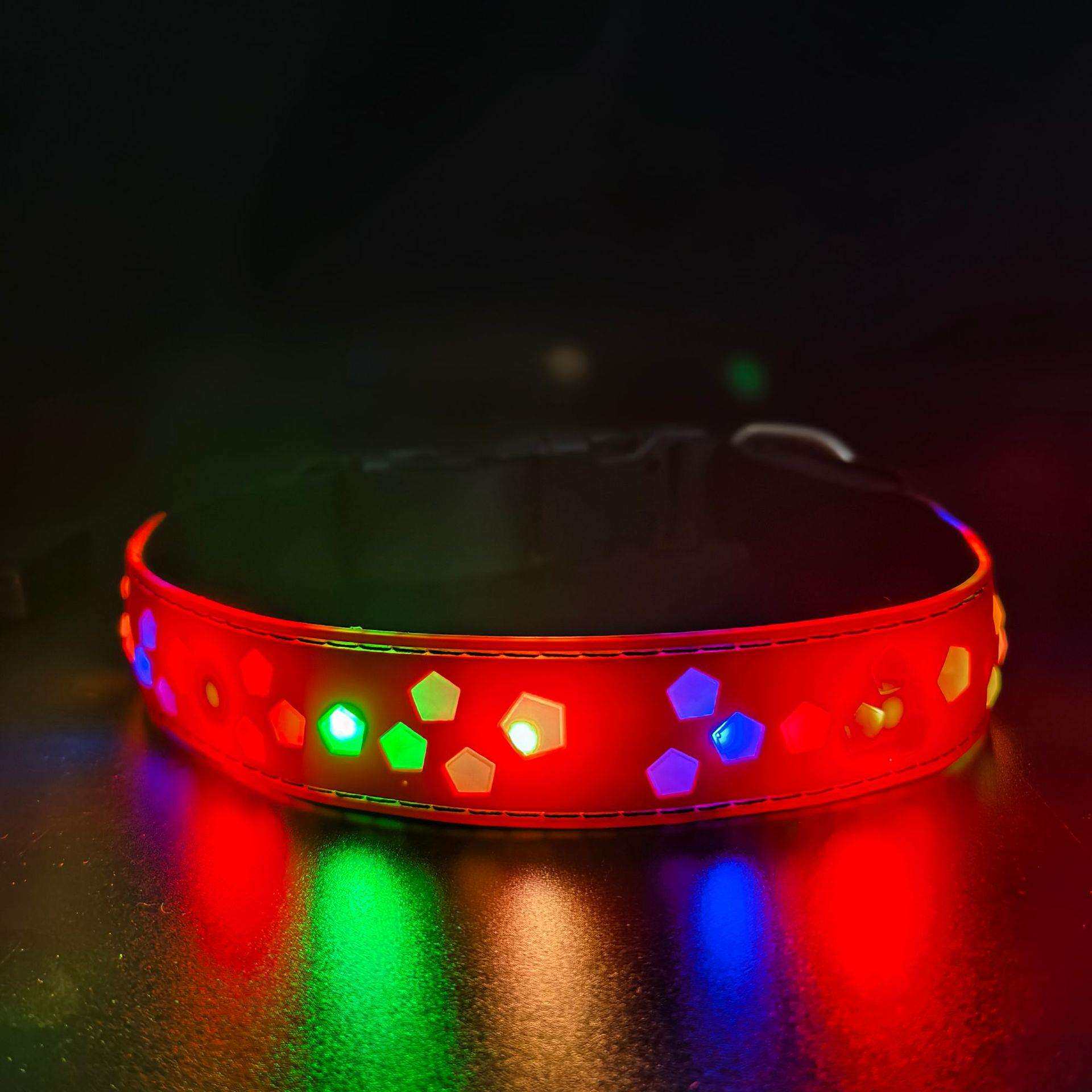 亚马逊新品 3d软胶狗脖圈 宠物用品发光项圈 LED多彩发光遛狗灯