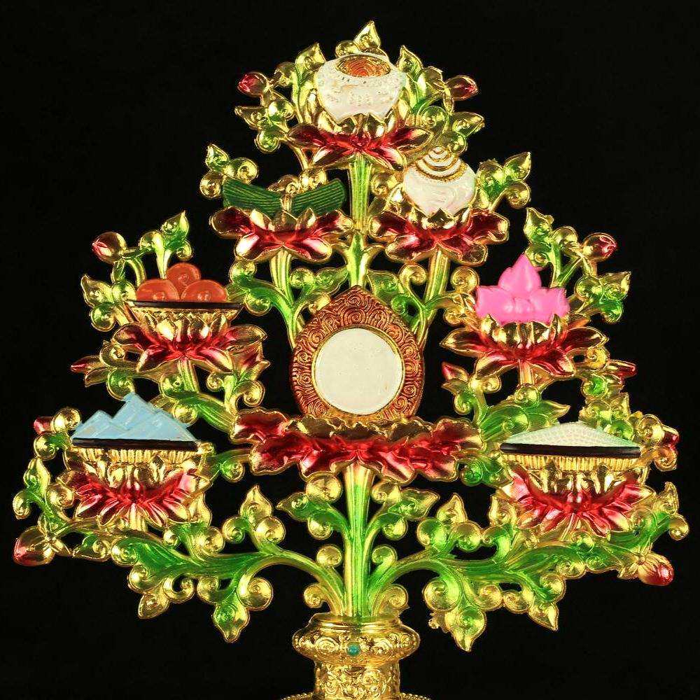 密宗彩绘八瑞物 特大八吉祥摆件 吉祥八宝供品 八瑞树