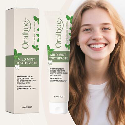 ORALHOE Gentle Mint Toothpaste, rich foam penetrates between