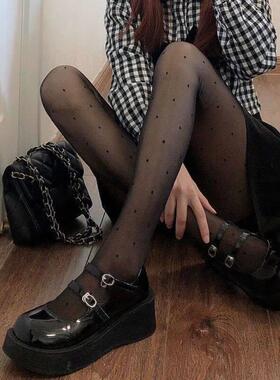 Sexy Black Stockings Women Heart Polka Dot Bow Knot Lolita P