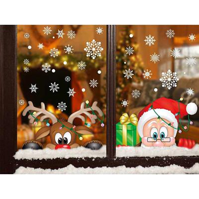 2025 Christmas Decoration Snow Stickers Santa Claus Elk Sno