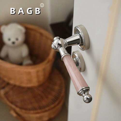 BAGB法式高档室内卧室房间门锁水晶石木门把手分体通用磁吸静音锁