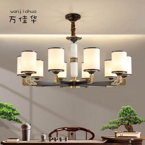 全铜新中式吊灯客厅中国风复古大气主卧室灯现代简约餐厅书房灯