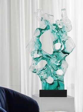 太湖置石雕塑售处酒店大堂装艺术品透明树脂摆件楼大型落装46564