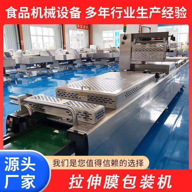 海产品拉伸膜包装机阿胶糕即食产品全自动连续真空封口机