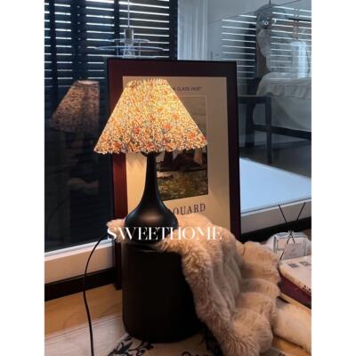 SweetHome *海德尔花园 北欧覆古碎花中古台灯卧室床头插电小夜灯