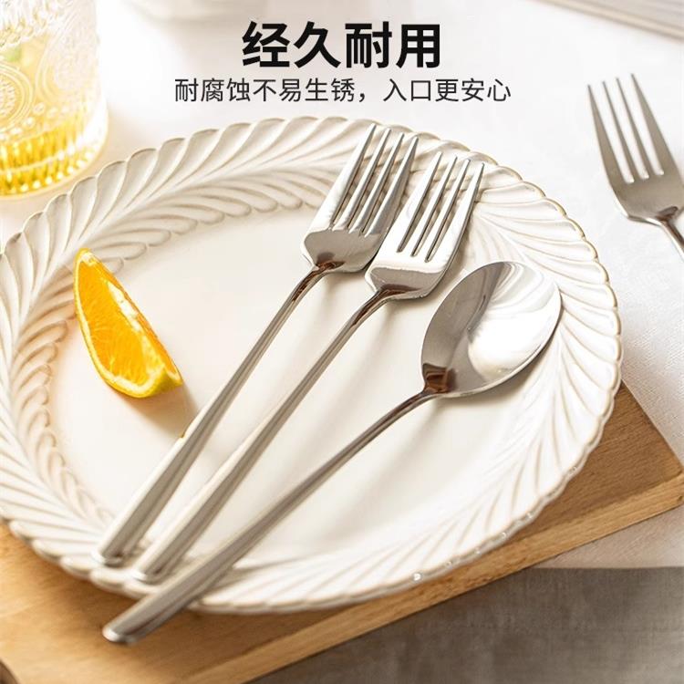 304韩式不锈钢餐叉子 成人学生家用牛排西餐主餐叉高颜值甜品叉勺