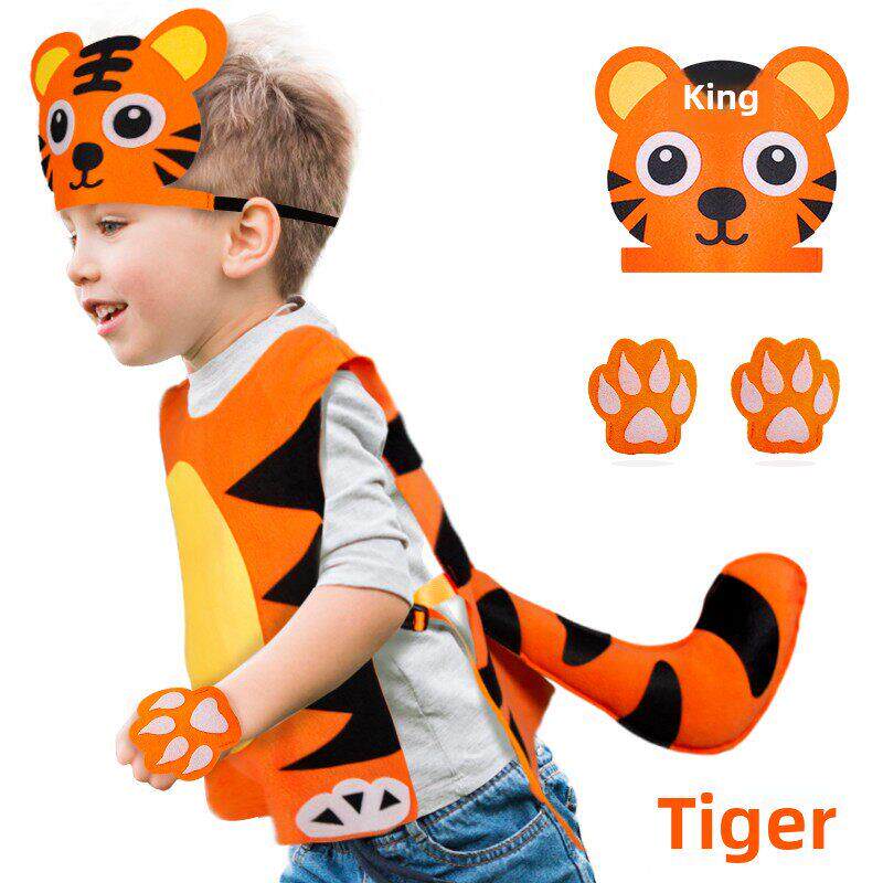 幼儿园动物头饰道具儿童卡通表演服饰老虎豹子熊猫狼舞台剧运动会