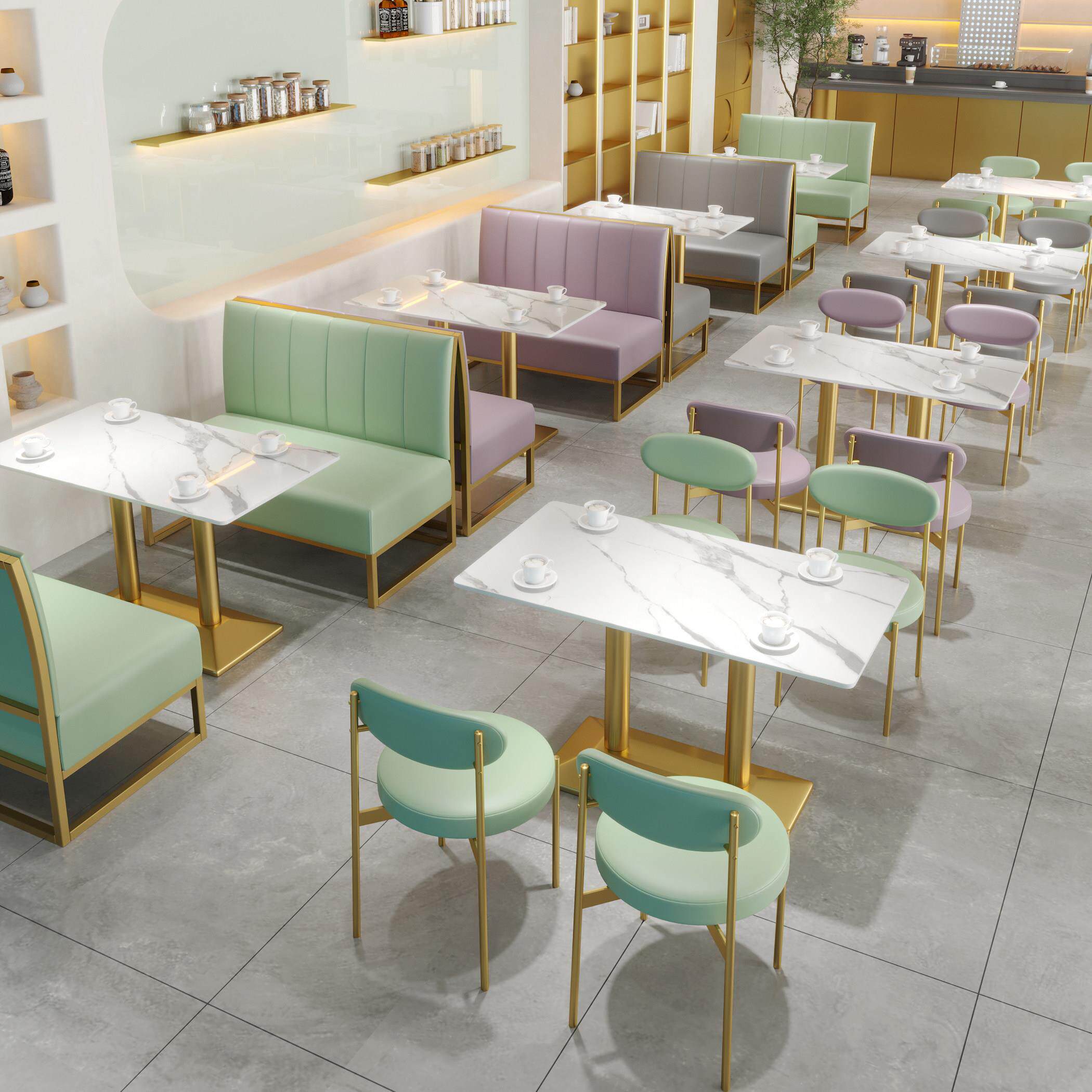 现代简约奶茶咖啡店卡座沙发商用餐厅桌椅组合可定制网红餐饮家具
