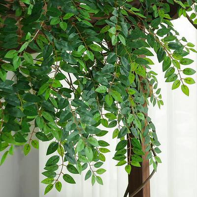 彷真榆树叶手感过胶塑料榆树支绿色植植物叶子假树枝工程装饰造型