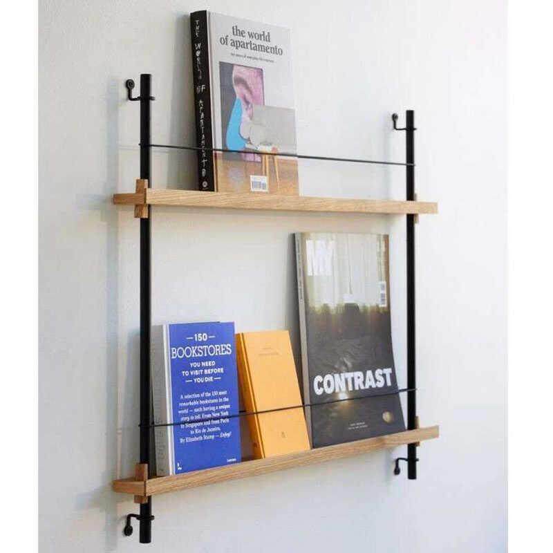 墙上多层杂志架报刊收纳架壁挂创意置物架铁艺一字隔板挂墙书厂家