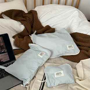 出差行李箱旅游衣物收纳袋！奶微蓝尼龙格面料内衣裤睡衣分装袋