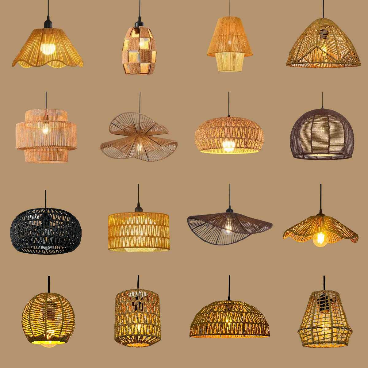 中古复古风奶油侘寂风日式客厅餐厅家居商用麻绳藤编新款藤编吊灯,家装灯饰光源,客厅吊灯,淘宝优惠券,粉丝福利购,淘宝优惠卷