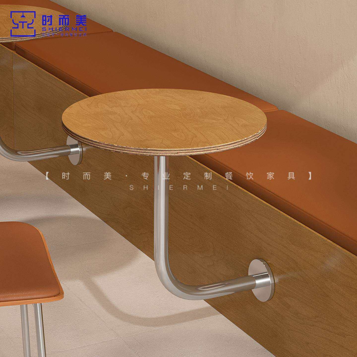 网红咖啡厅奶茶店挂壁小圆桌蛋糕烘焙店冷饮店海洋板长条凳卡座