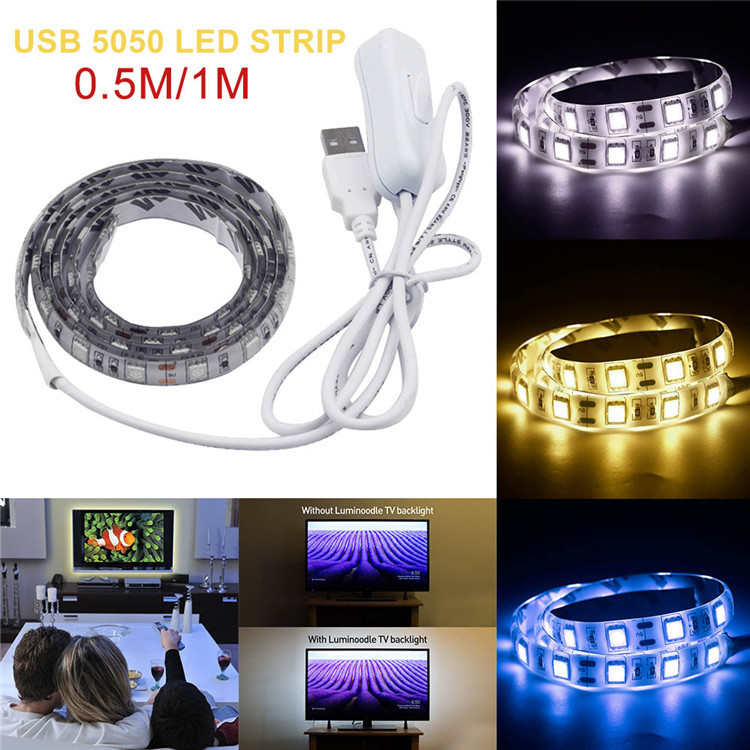 新款0.5米1米usb5050灯条5V高亮滴胶防水led灯条圣诞室内室外装饰