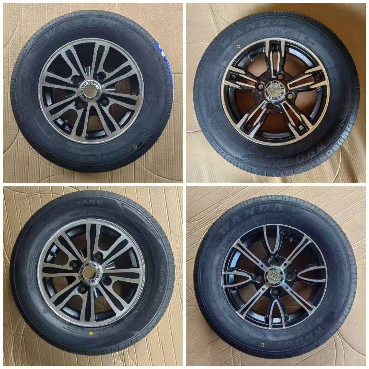 155/70R12无内胎轮胎加铝合金轮毂盛浩D3龙旗Mg电动四轮车专用
