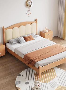 榉全木实木床1.5米木油1.2米孩女孩单男人床蜡现代简84582约日式