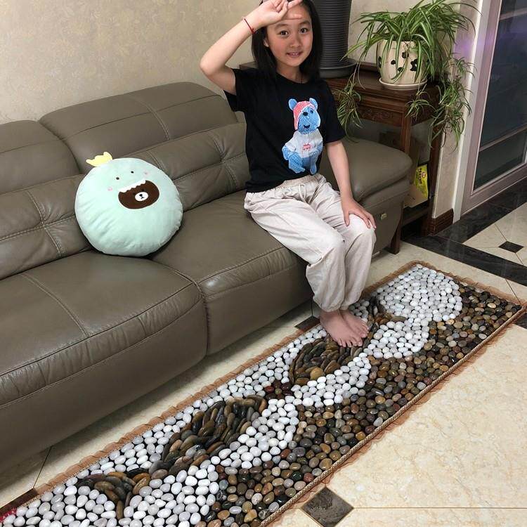 天然鹅卵石足底按摩脚垫指压板脚踩石头雨花石石子路足疗走毯保健