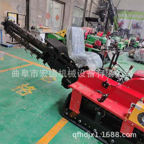 自来水管道开槽机乘坐式链条开沟机果园农用履带式挖沟机