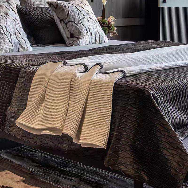 中古风样板间床品软装家具展厅复古床上用品样板房轻奢多件套